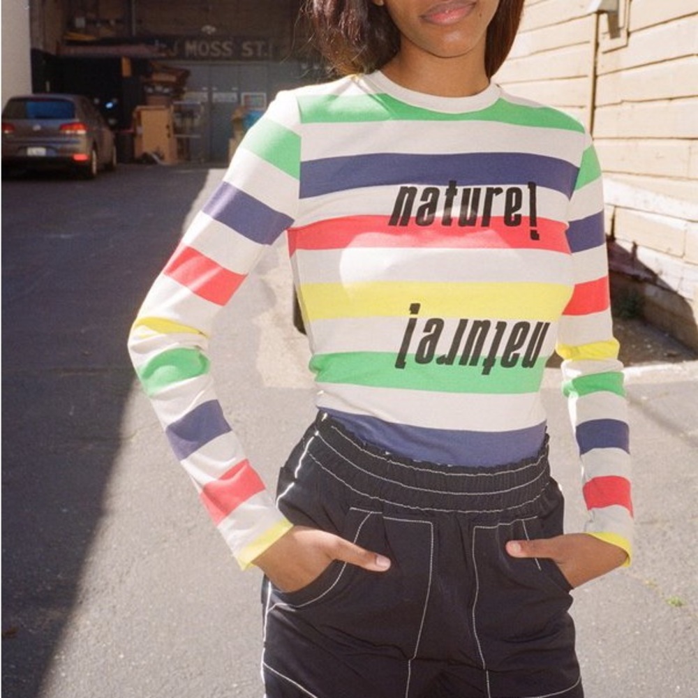 Ganni “Nature! Nature!” Striped Long Sleeve